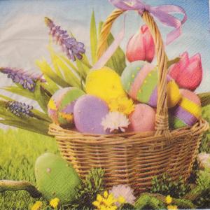 Корзинка с крашенками, 33х33 см, салфетка для декупажа - Заготовки для декупажа. Интернет-магазин Завиток